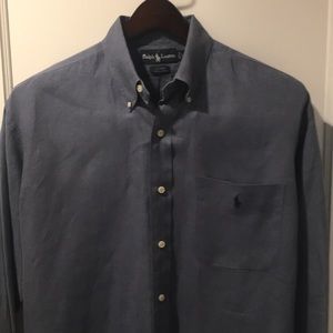 Ralph Lauren medium blue 100% linen shirt.